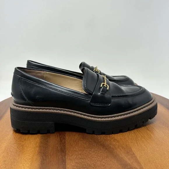 Sam Edelman Laurs Platform Lug Sole Loafers Size 8.5 Black Preppy Punk - Picture 1 of 16
